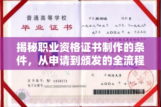 汉川揭秘职业资格证书制作的条件，从申请到颁发的全流程解析